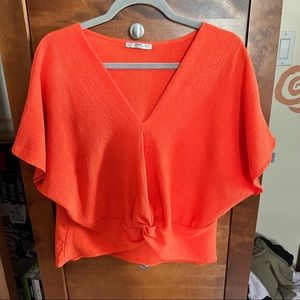 ZARA NWOT ORANGE CORAL BLOUSE LARGE